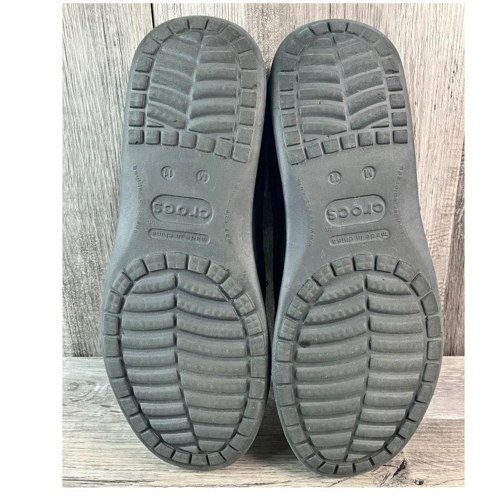 Crocs Walu Slip-On Leather Loafers Mens 11 Charcoal Grey Moc Toe 202221